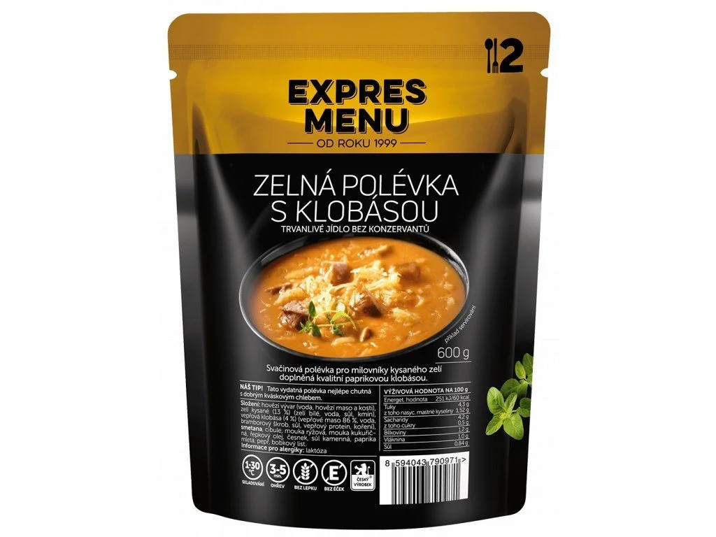 Zelná polévka s klobásou 2 PORCE