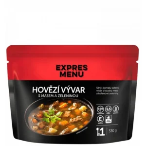 Hovězí vývar s masem a zeleninou 1 PORCE